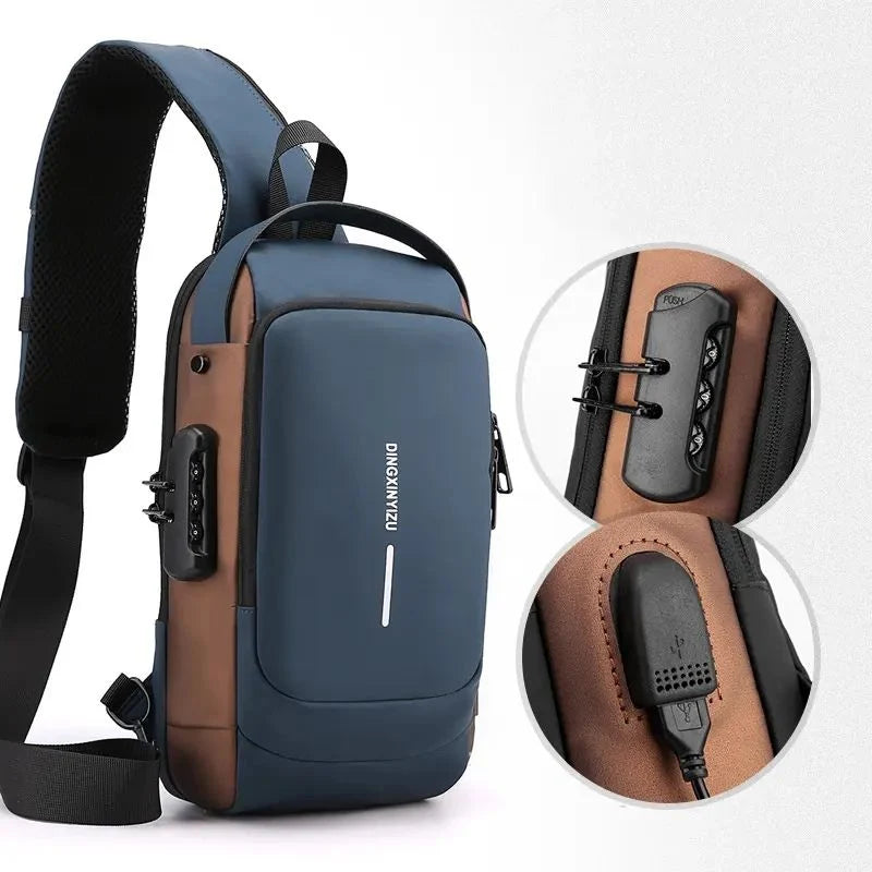 Borsa a Tracolla Antifurto Uomo con USB