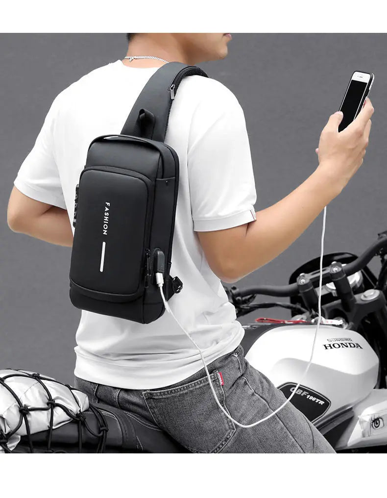 Borsa a Tracolla Antifurto Uomo con USB