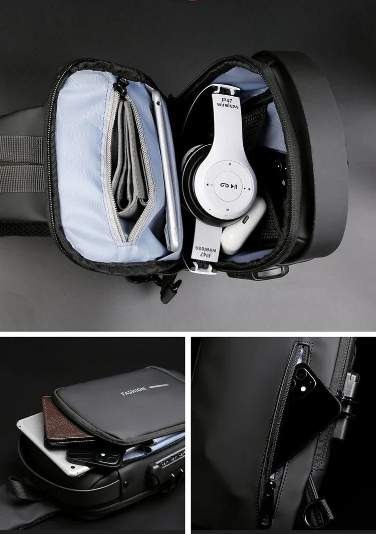 Borsa a Tracolla Antifurto Uomo con USB